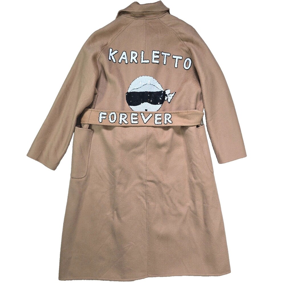 HOUSE OF MUA MUA Karletto Forever Sequin Wool Overcoat Women's Size M
